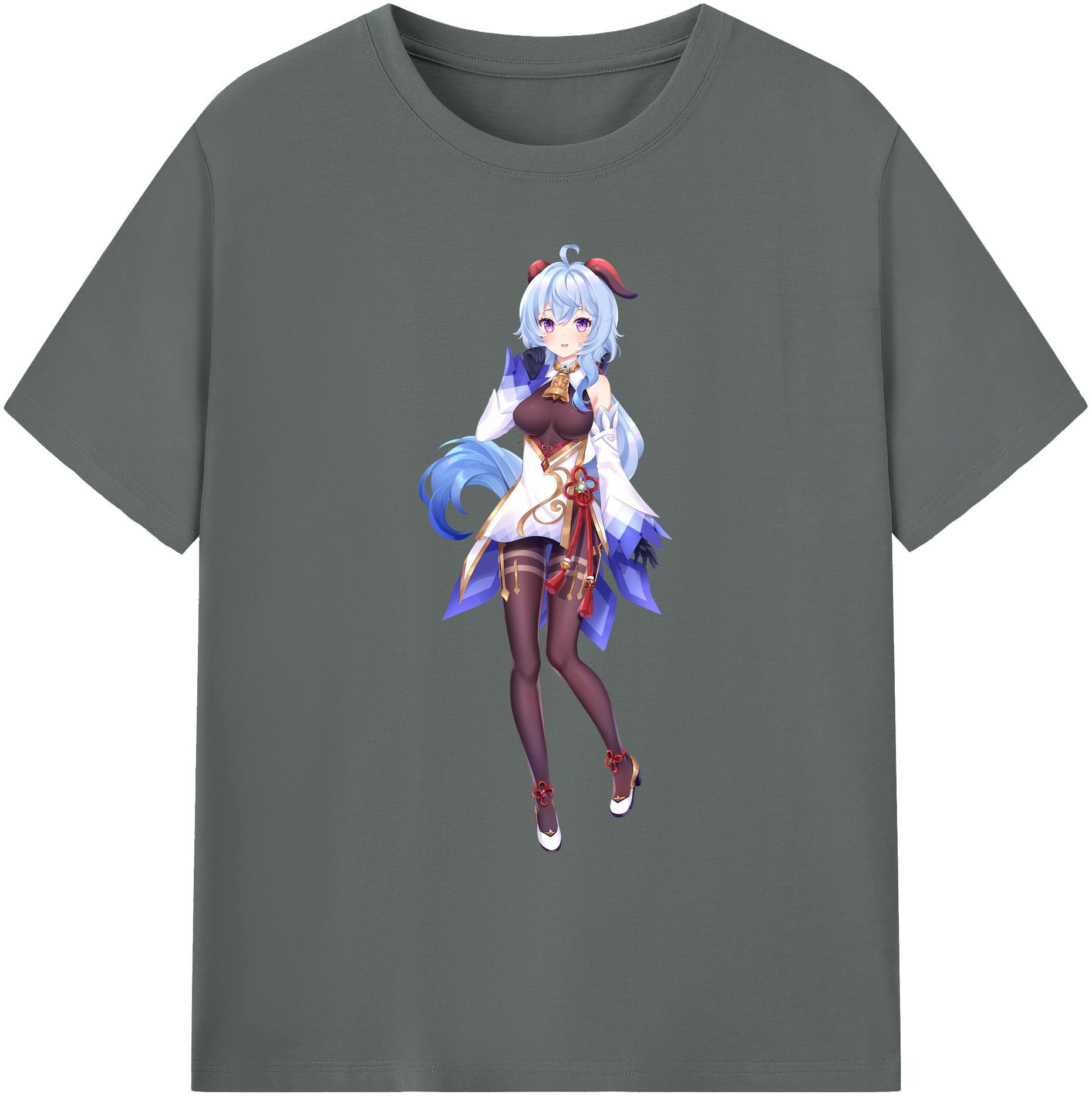 げんし神 甘雨 かんう genshin Ganyu 綿100％ メンズ半袖Tシャツ｜肌触りやわらか＆通気性